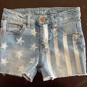 Bundle🌸(3 items for $15)Cat & Jack Light Blue Denim Stars & Stripes Jean Shorts